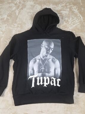 Tupac Graphic Black Pullover Hoodie - Men